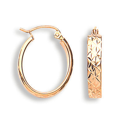 Yellow Gold D/C Oval Hoop Earrings TGC-ER1298