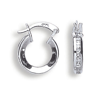 White Gold Princess Cut Cz Hoops TGC-ER1317