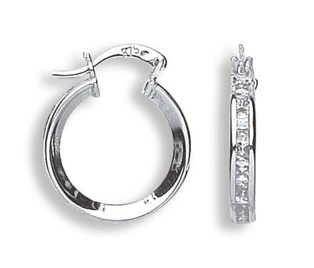 White Gold Princess Cut Cz Hoops TGC-ER1318
