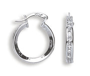 White Gold Princess Cut Cz Hoops TGC-ER1318