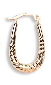 Yellow Gold Ribbed Oval Creoles TGC-ER1325