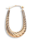 Yellow Gold Ribbed Oval Creoles TGC-ER1326