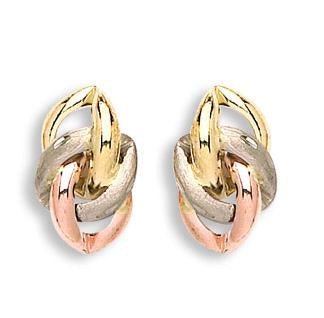 Yellow White & Rose Gold Fancy Stud Earrings TGC-ER1347