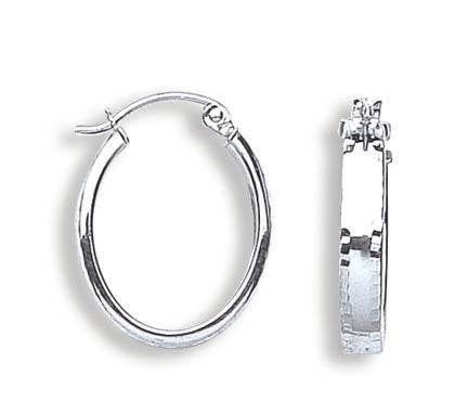 White Gold D/C Oval Hoop Earrings TGC-ER1367