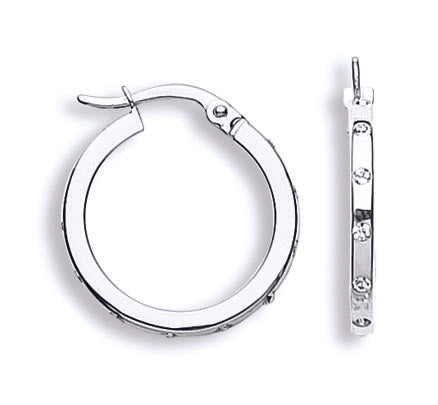 White Gold Cz Hoop Earrings TGC-ER1377