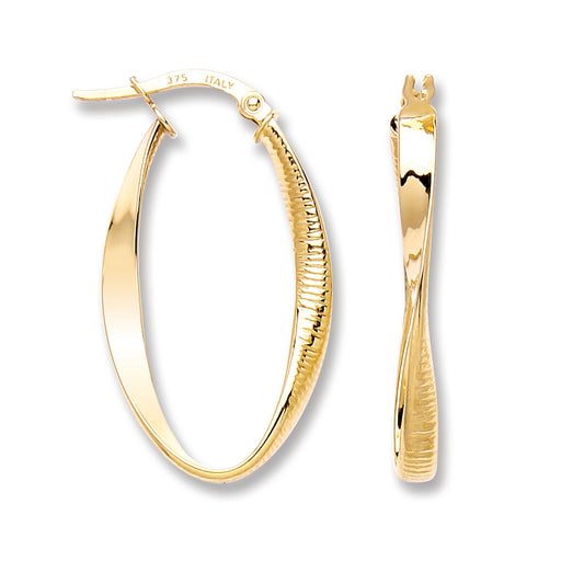 Yellow Gold Oval Twist Ribbed & Plain TGC-ER1381