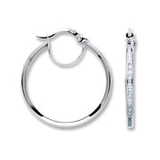 White Gold Channel Set Round Cz Hoop TGC-ER1393