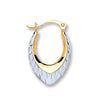 White & Yellow Gold Oval Ribbed Hoop Earrings TGC-ER1440