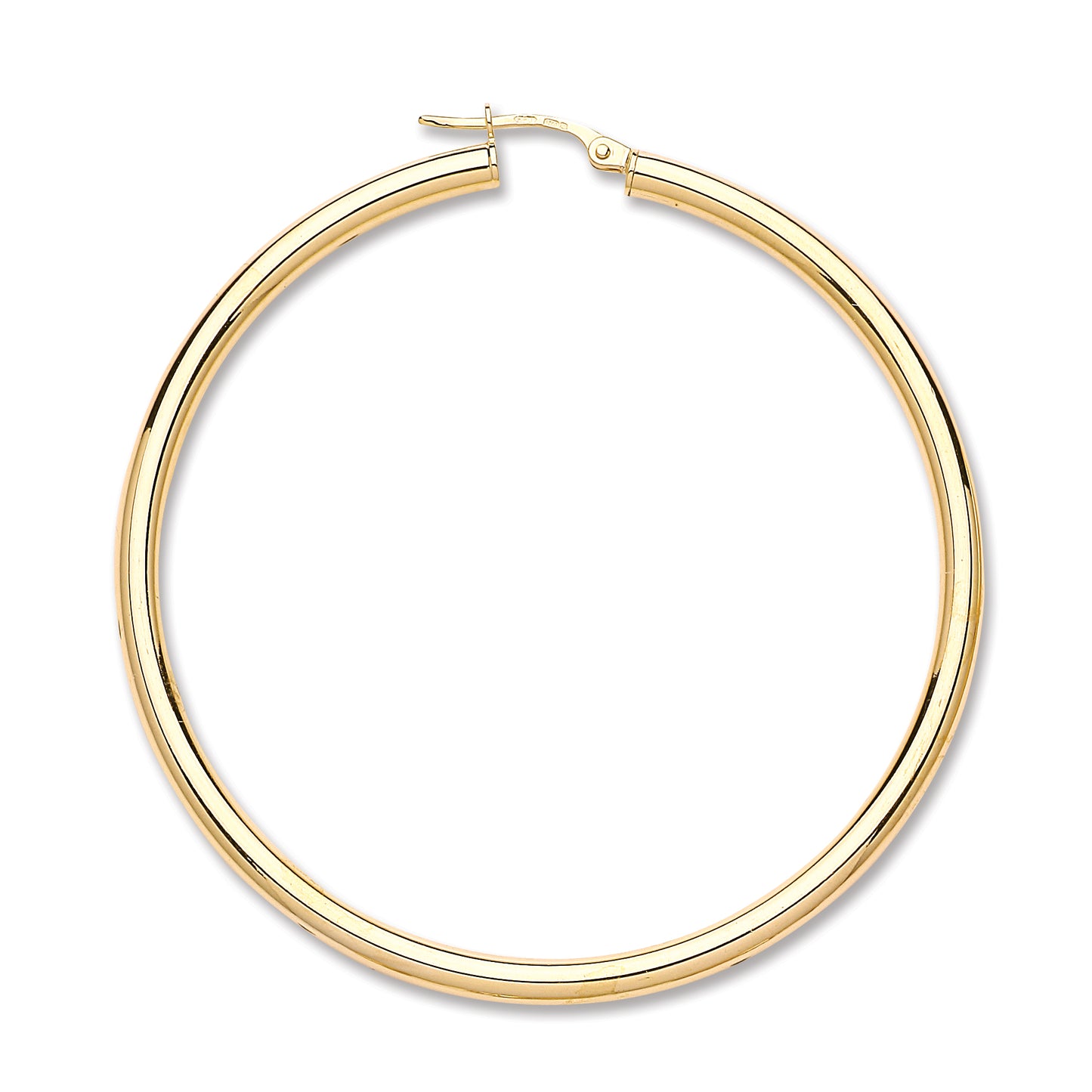 Yellow Gold Plain Tube Hoop Earrings TGC-ER1444