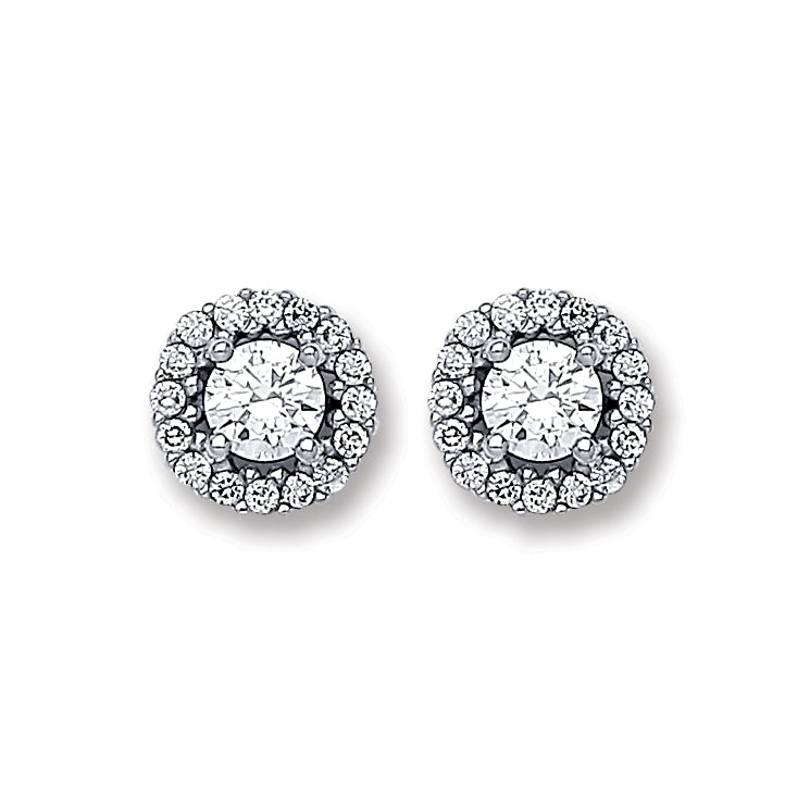 White Gold CZ Cluster Stud TGC-ER1450