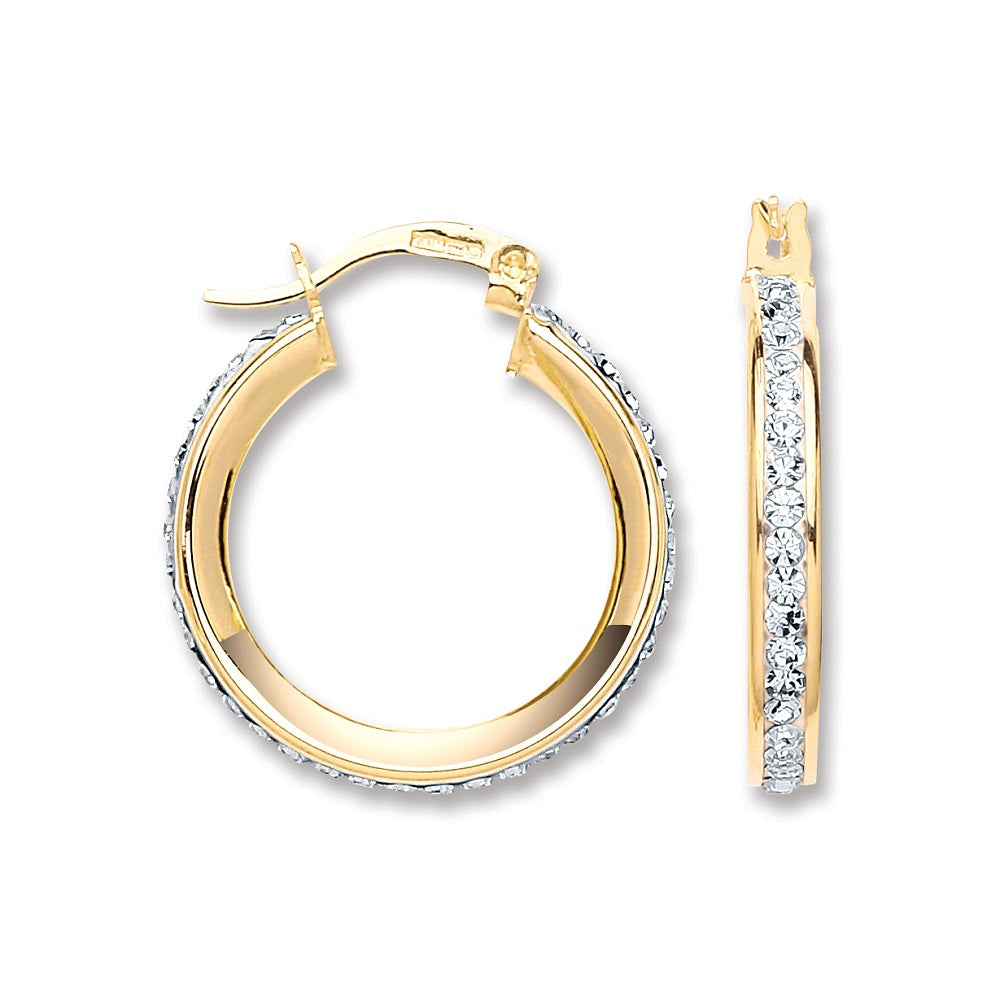 Yellow Gold Round Crystal Hoop TGC-ER1460