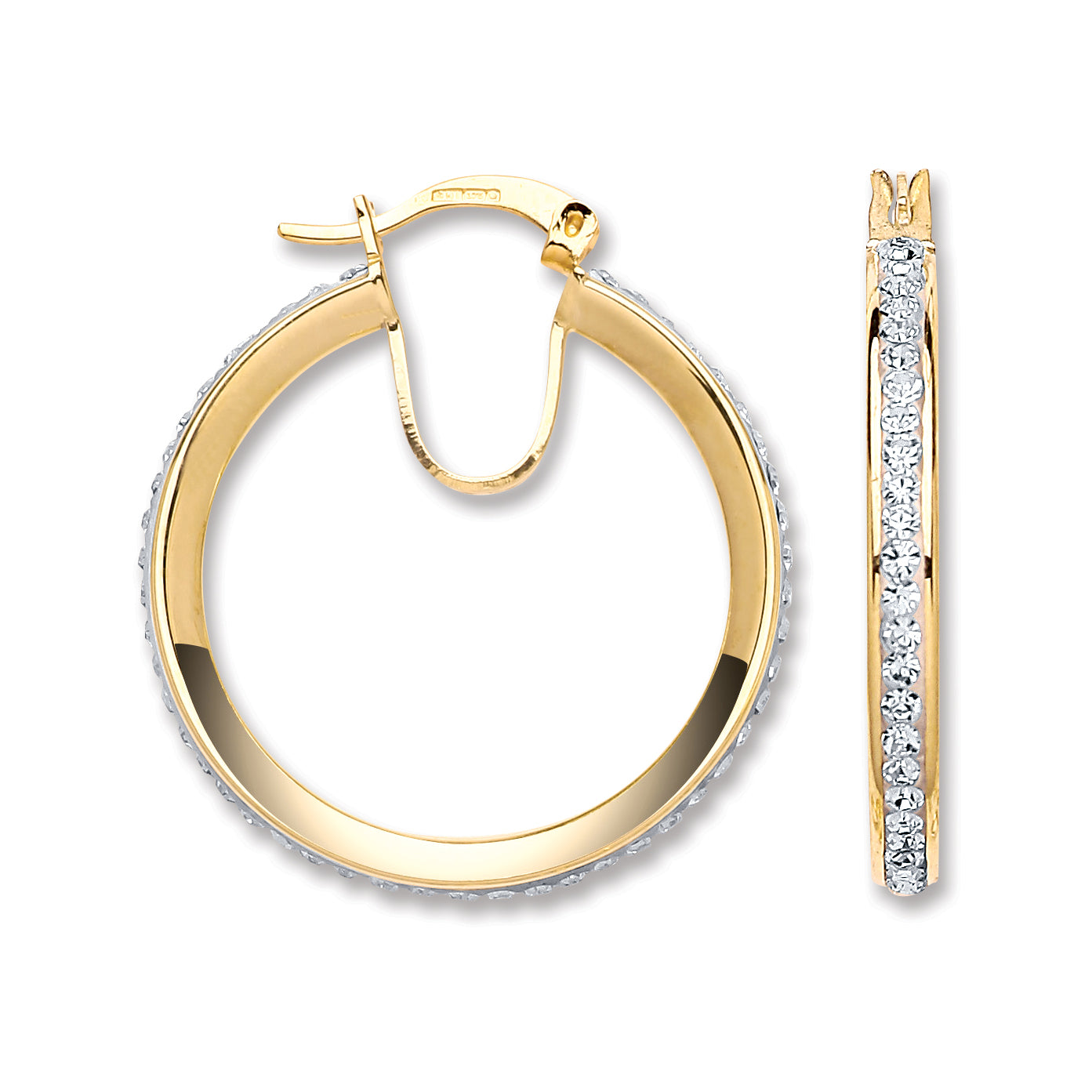 Yellow Gold Round Crystal Hoop TGC-ER1461