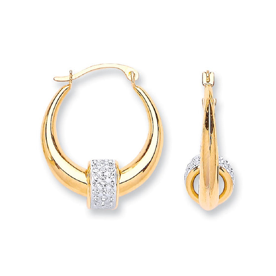 Yellow Gold Hoop & Cz Ball  Earrings TGC-ER1475
