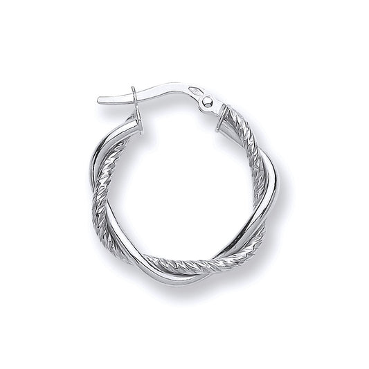 White Gold Twist Hoop TGC-ER1484