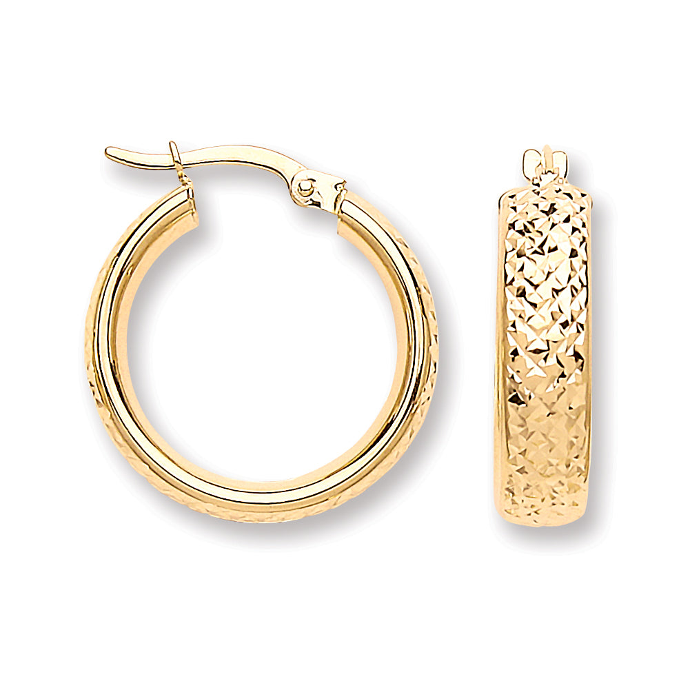 Yellow Gold Tyre Tread Design D Shape Earrings TGC-ER1505