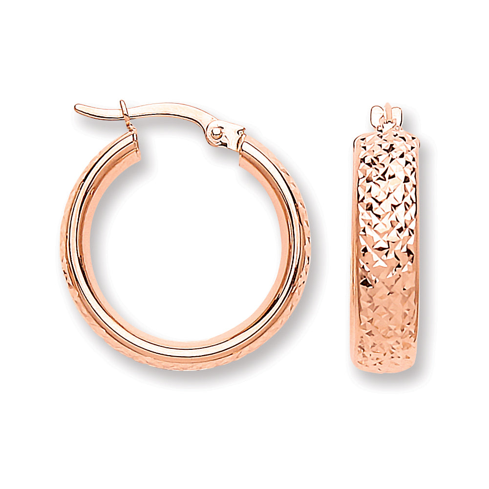 Rose Gold Tyre Tread Design D Shape Earrings TGC-ER1507