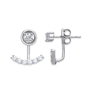 White Gold Cz Ear Stud Cuff Wrap Earrings TGC-ER1512