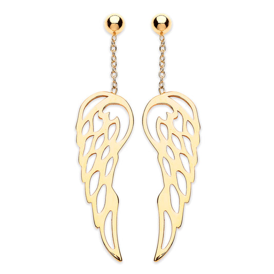 Yellow Gold Angel Wings Drop Earrings TGC-ER1513