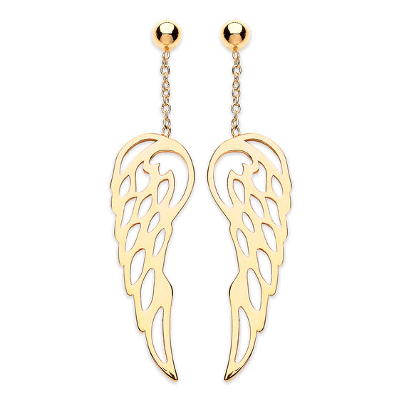 Yellow Gold Angel Wings Drop Earrings TGC-ER1513