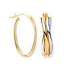 White & Yellow Gold Wavy Flat HollowTube Earrings TGC-ER1516