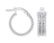 White Gold Moondust Ribbed Edge Earrings TGC-ER1528