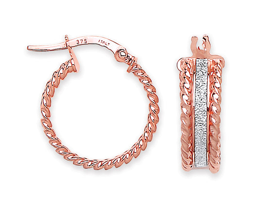 Rose Gold Moondust Ribbed Edge Earrings TGC-ER1530