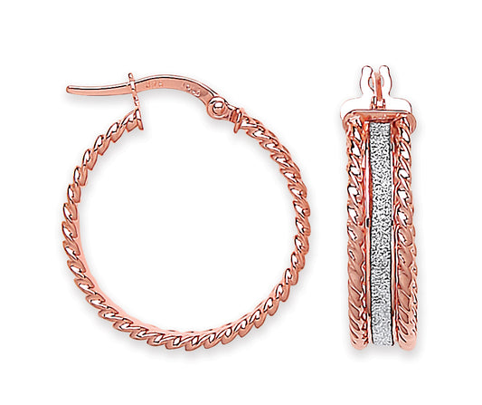 Rose Gold LaRose Golde Moondust Ribbed Edge Earrings TGC-ER1531