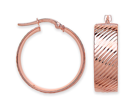 Rose Gold LaRose Golde Ribbed Hoop Earrings TGC-ER1540