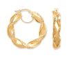 Yellow Gold Twisted Hollow Hoop Earrings TGC-ER1542