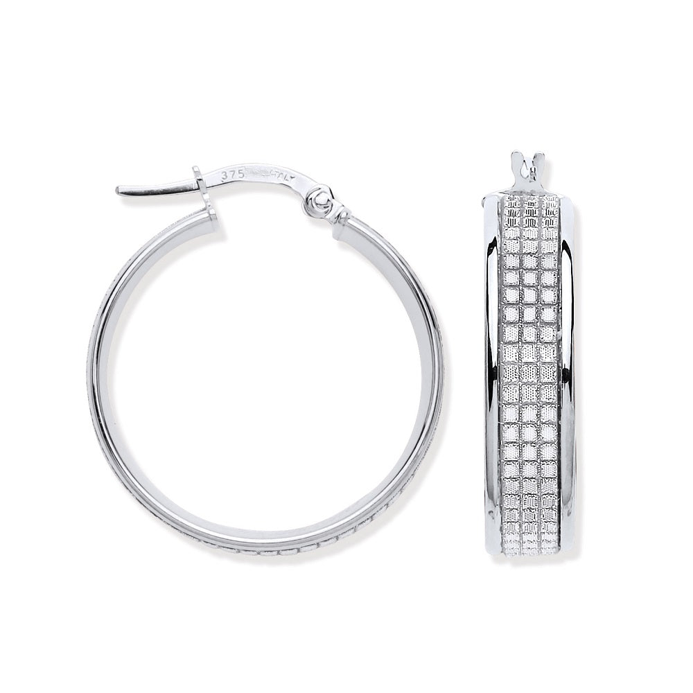 White Gold Moondust p/c Illusion Medium Hoop Earrings TGC-ER1555