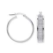 White Gold Moondust p/c Illusion Medium Hoop Earrings TGC-ER1555