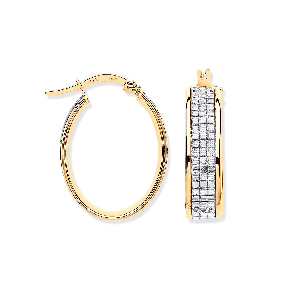 Yellow Gold Moondust p/c Illusion Oval Hoop Earrings TGC-ER1558