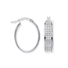 White Gold Moondust p/c Illusion Oval Hoop Earrings TGC-ER1559