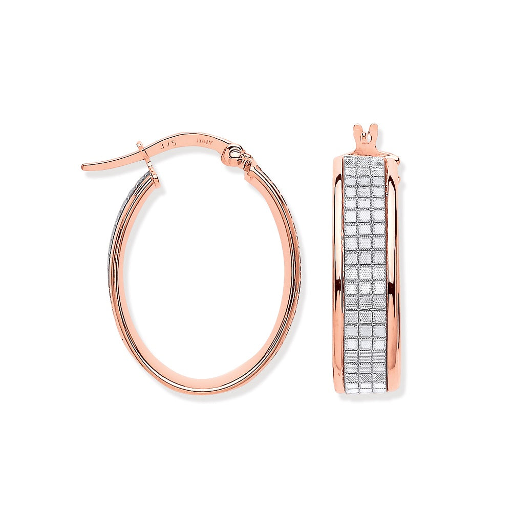 Rose Gold Moondust p/c Illusion Oval Hoop Earrings TGC-ER1560