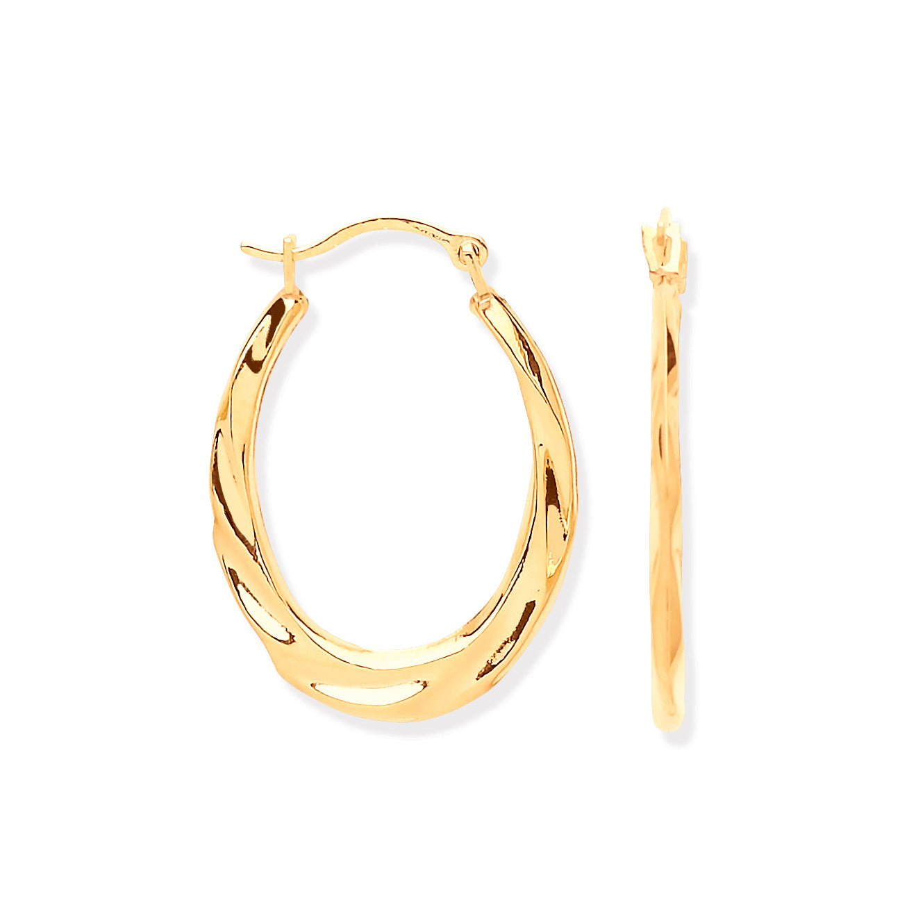 Yellow Gold Ribbed Hoop Earrings TGC-ER1563