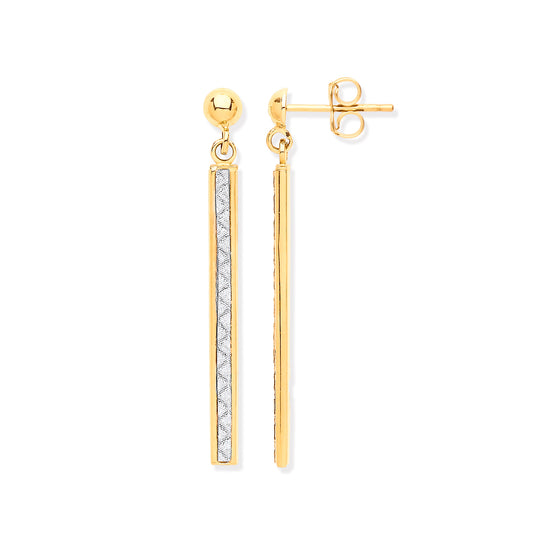 Yellow Gold Drop Moondust Earrings  TGC-ER1566