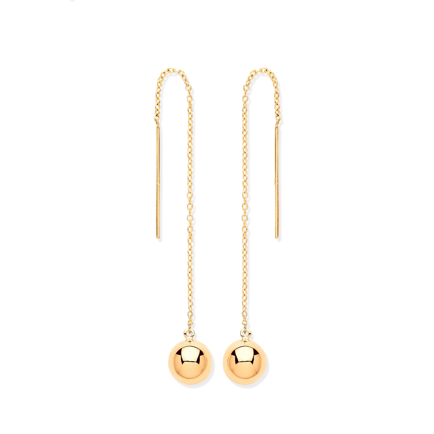 Yellow Gold Ball Chain Threader Earrings TGC-ER1569