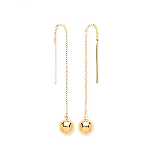 Yellow Gold Ball Chain Threader Earrings TGC-ER1569