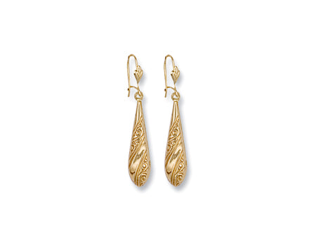 Yellow Gold Patterned Drops TGC-ER0245