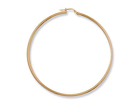 Yellow Gold Round Tube Hoop Earrings TGC-ER0701