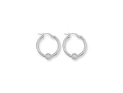 White Gold Glitter Ball Hoop Earrings TGC-ER0782