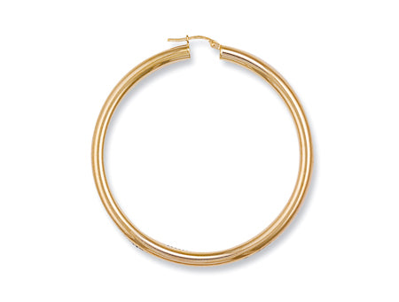 Yellow Gold Round Tube Hoop Earrings TGC-ER0084