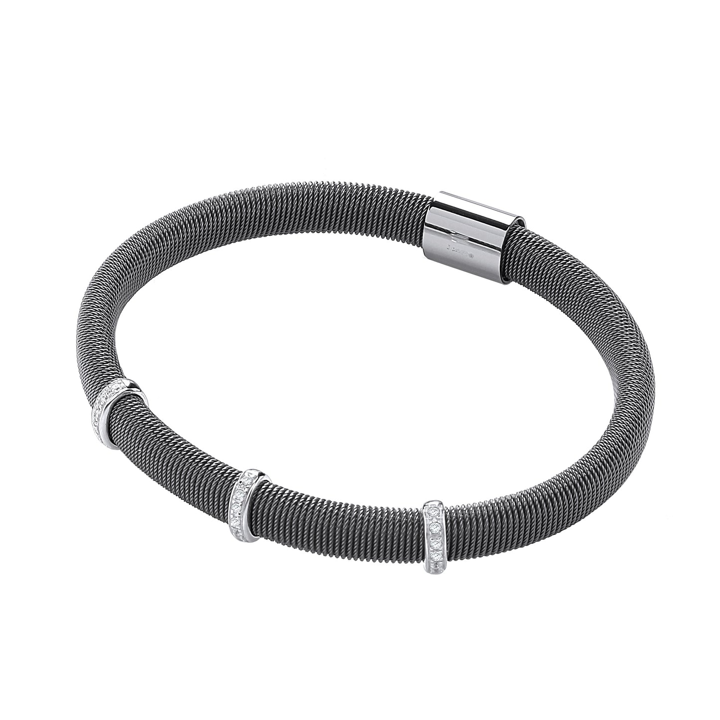 Ruthenium Mangetic Bangle with Three Rows of Cz's TGC-JZBN018