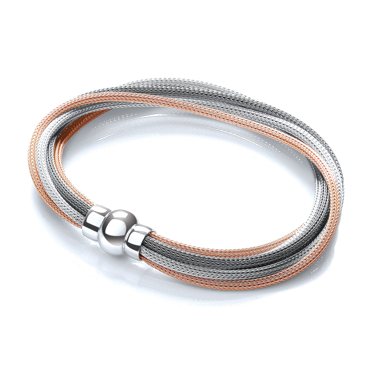 3 Tone (Rose, Silver & Ruthenium) Mesh Bracelet TGC-JZBR017