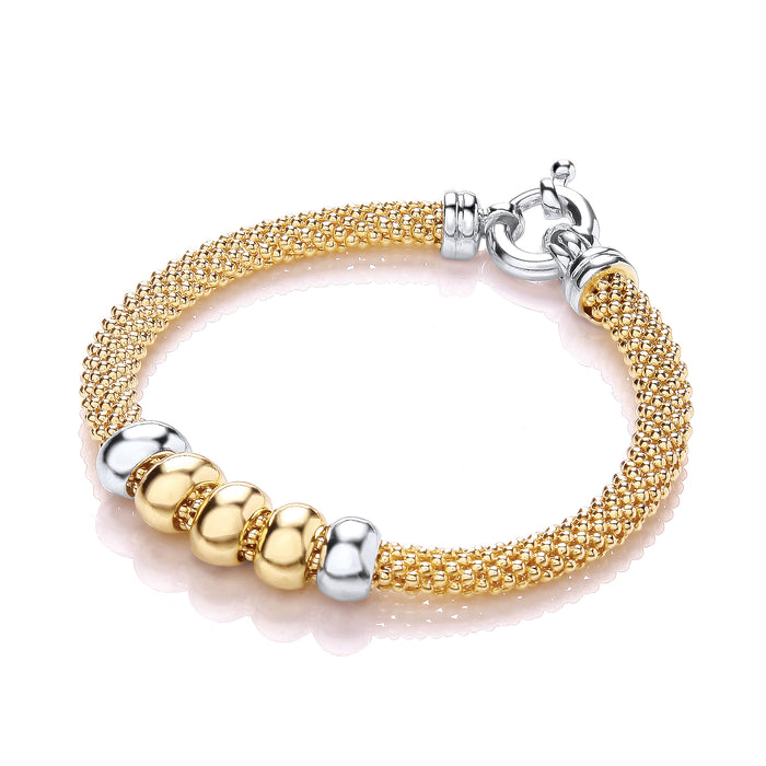 Yellow Mesh with 5 Beads Bracelet 7"  TGC-JZBR044