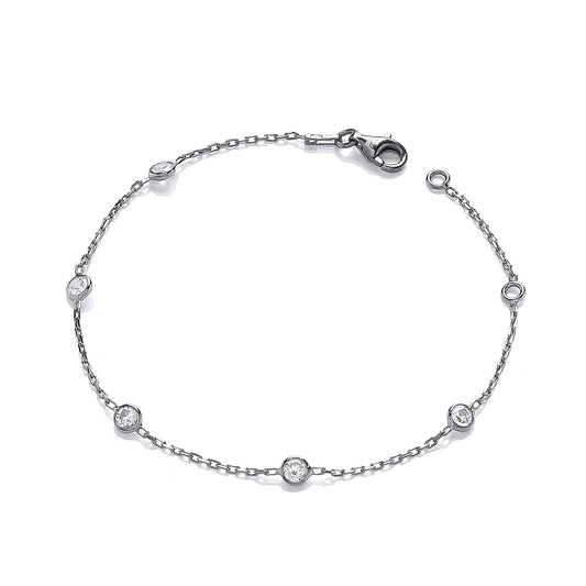 Ruthenium Coated Rubover 5 Cz's 7"/19cm Bracelet TGC-JZBR051