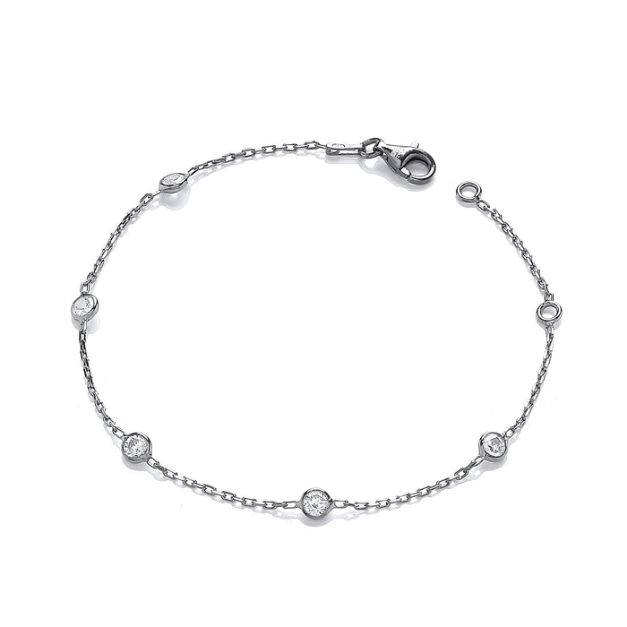Ruthenium Coated Rubover 5 Cz's 7"/19cm Bracelet TGC-JZBR051