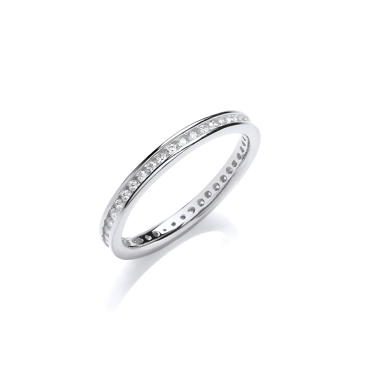 2mm Full Eternity Rd/Bril. Cz Silver Ring TGC-JZR117