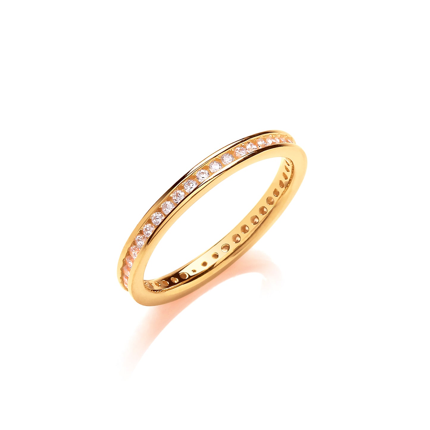 2mm Full Eternity Rd/Bril. Cz YG Plated Silver Ring TGC-JZR118