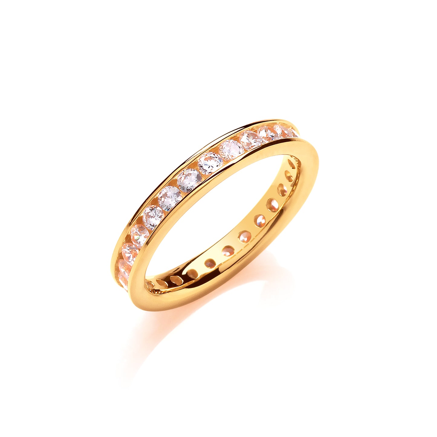 3mm Full Eternity Rd/Bril. Cz YG Plated Silver Ring TGC-JZR120